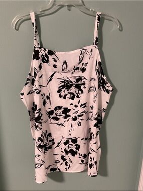 Simple White and Black Floral Spaghetti Strap Top